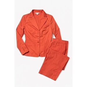 Pendleton Women's Coral Blazer Pants Suit Set Size 6 8 Cotton Stretch